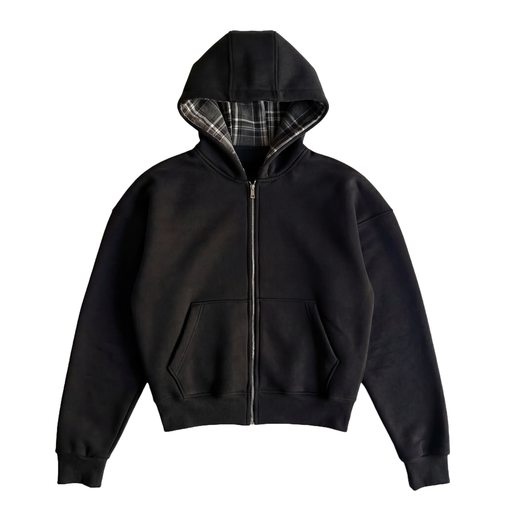 Plain Zip Up in Black