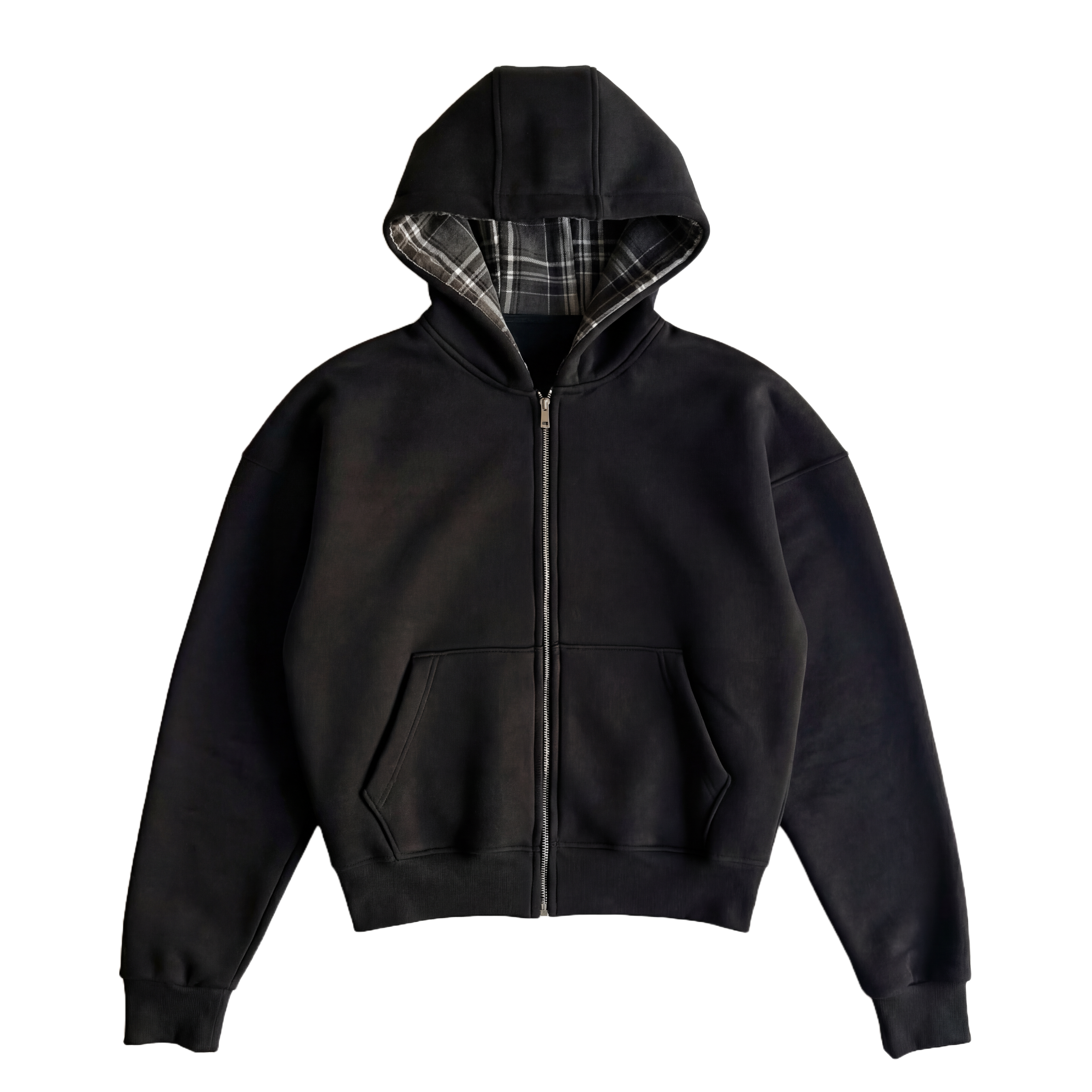 Plain Zip Up in Black