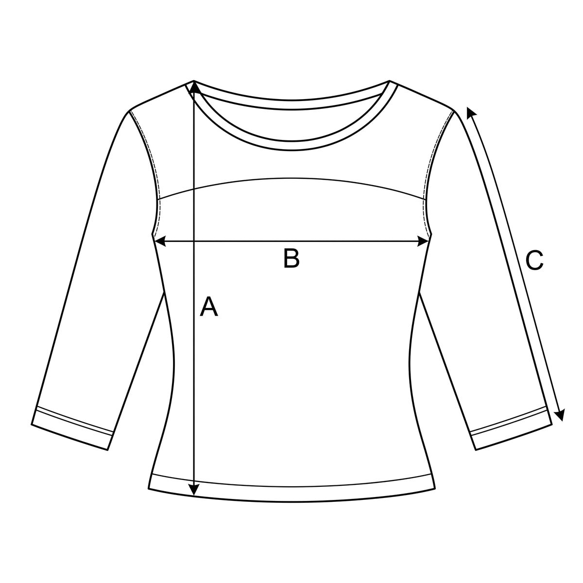 Eva Blue Top size chart