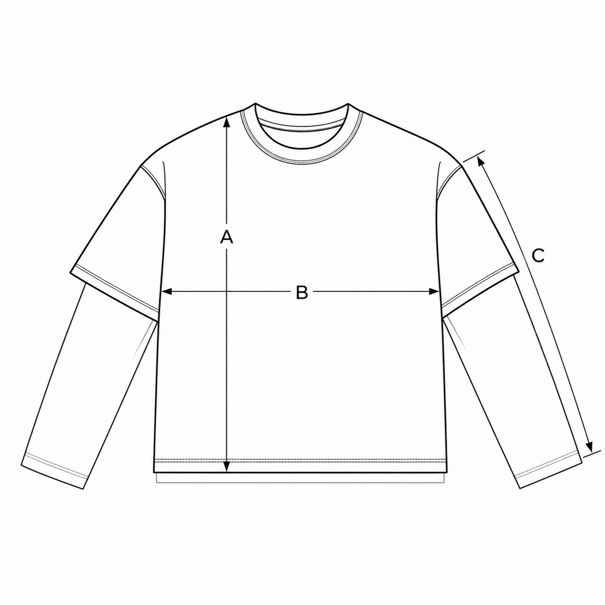 Juno Navy Tee measurement guide