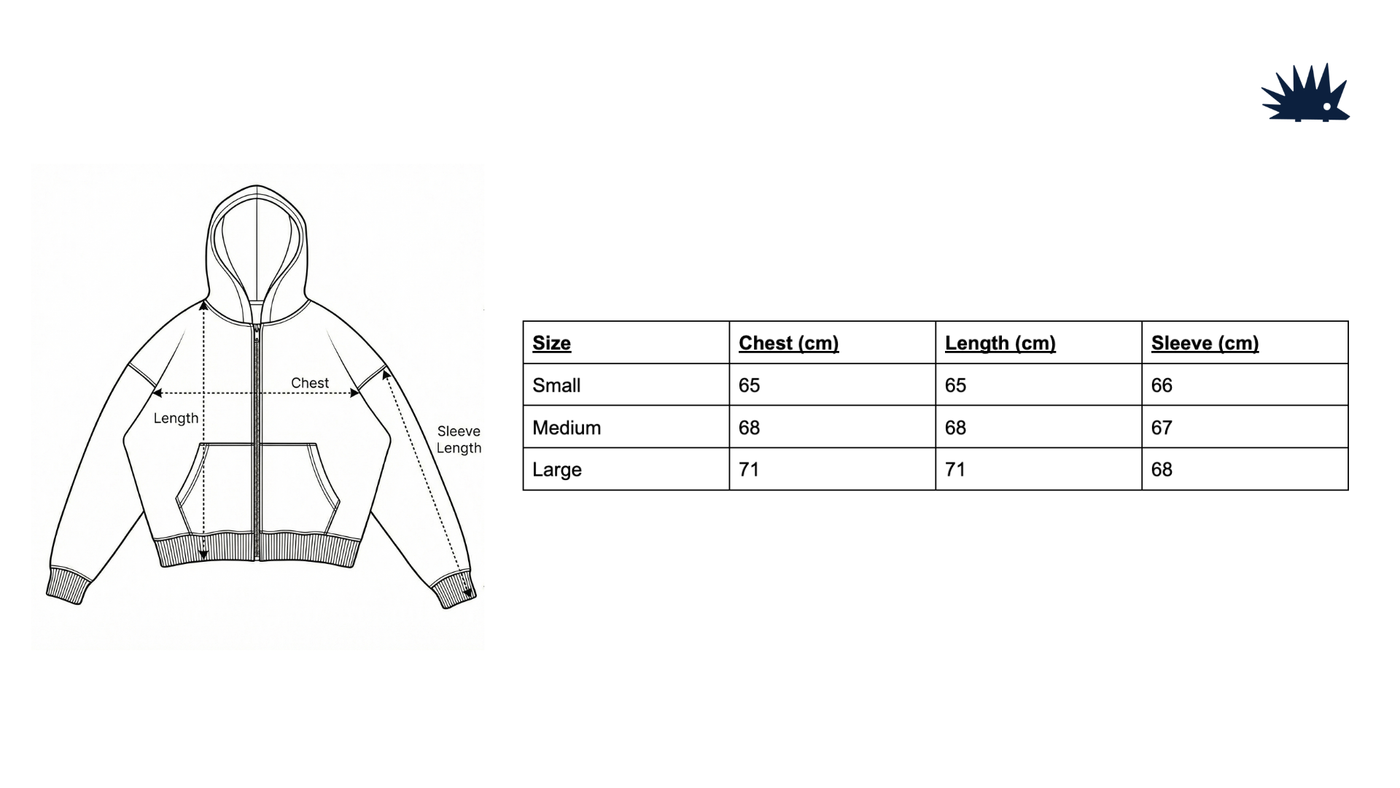 Checks Navy Zip size chart