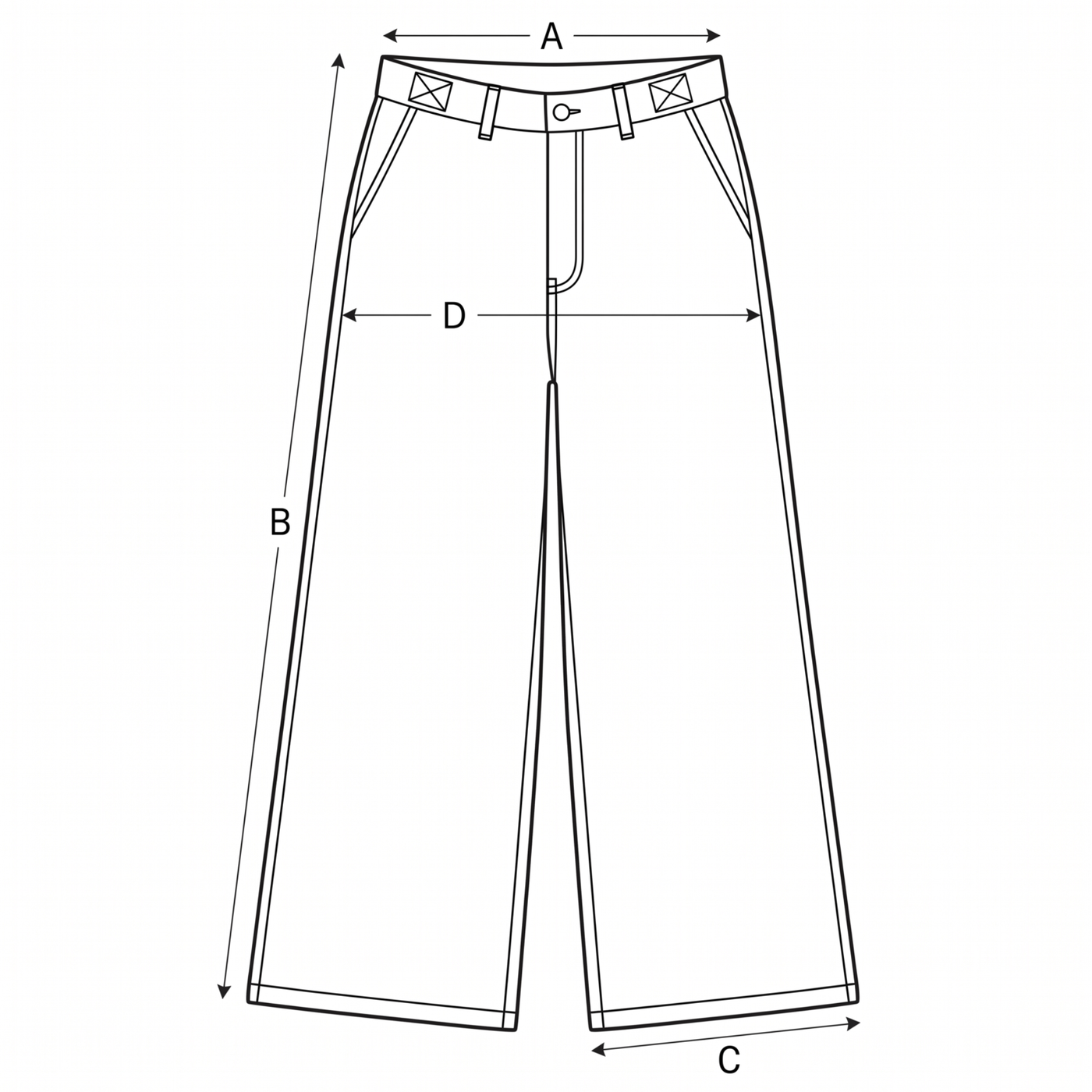 Sunday Navy Stitch Pants measurement guide