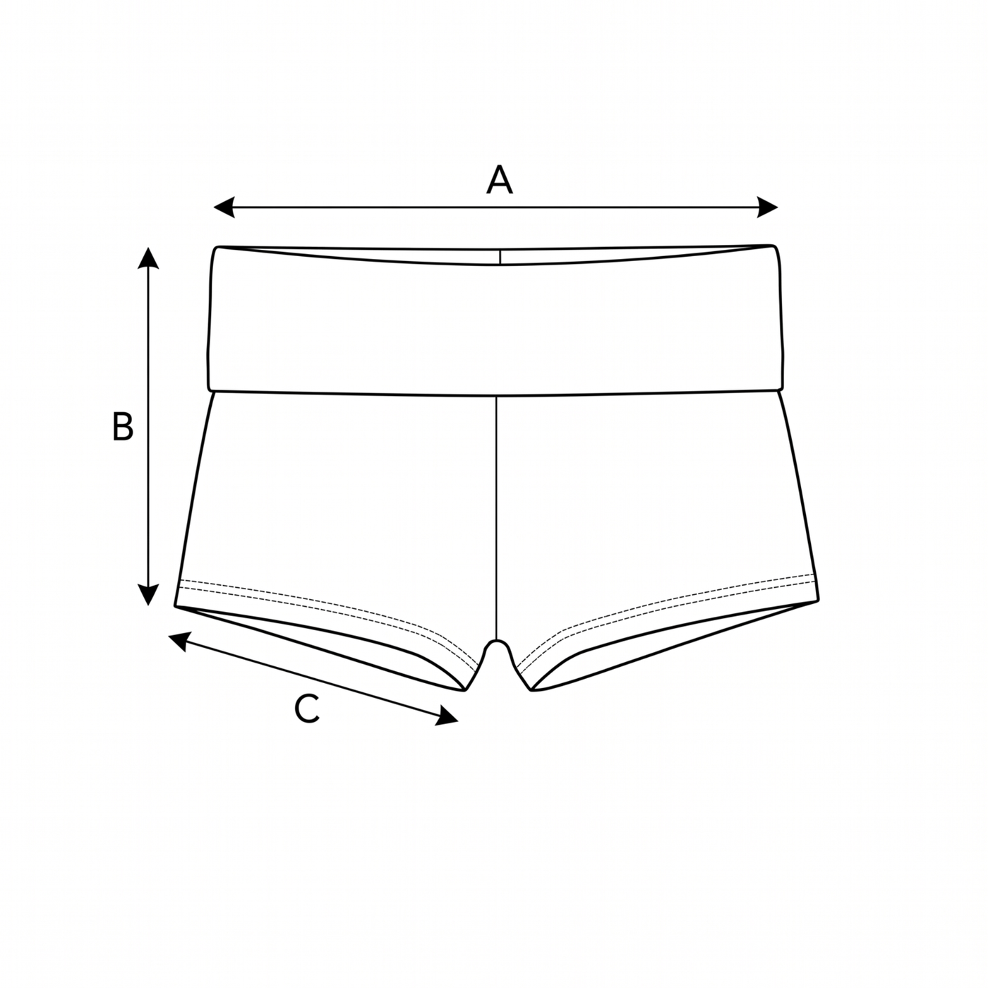 Daisy Fold Over Shorts measurement guide