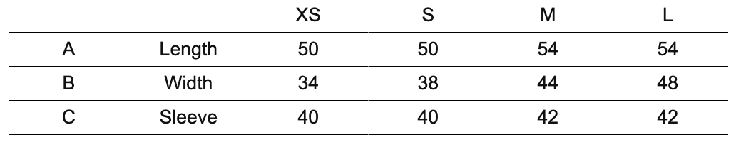 Eva Blue Top measurement guide