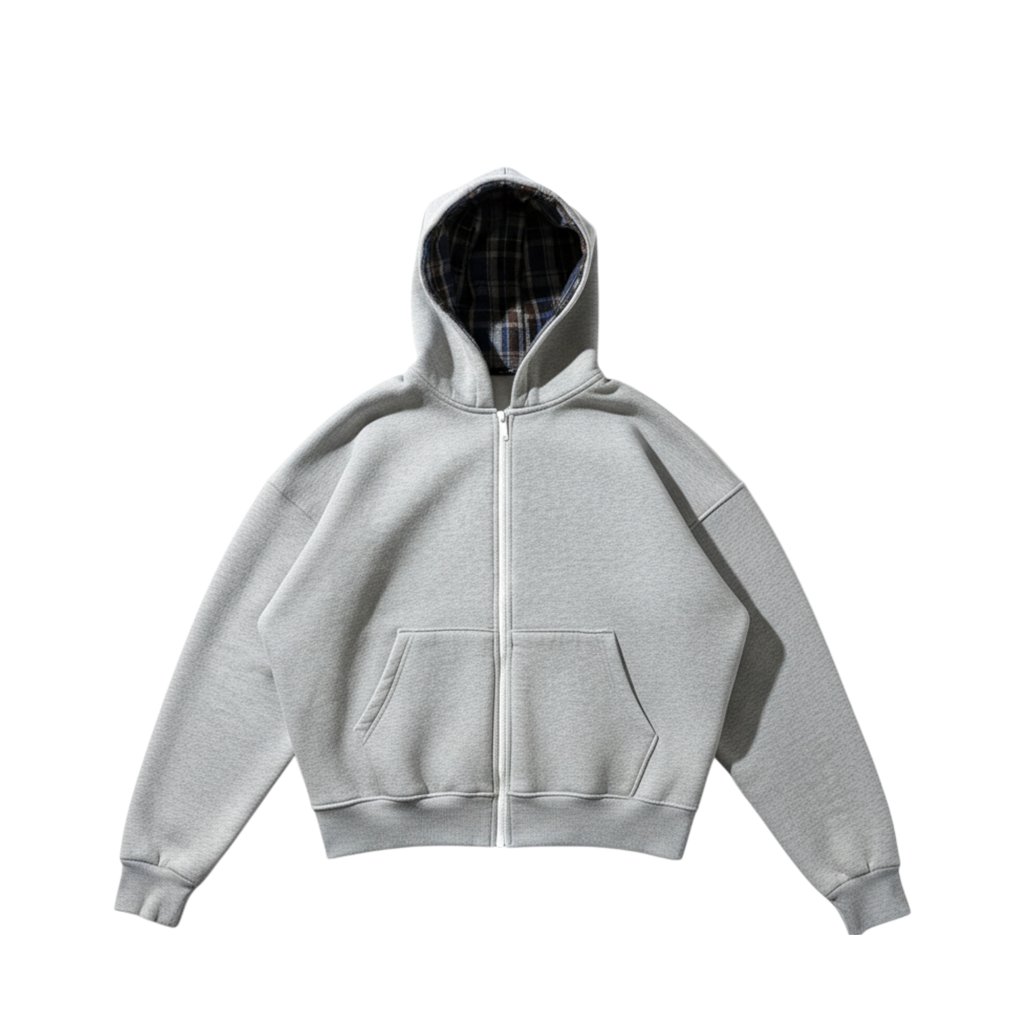 Plain Zip Up in Grey