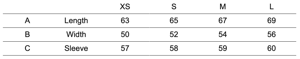 Milo White Tee size chart