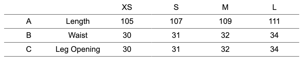 Olivia Yellow Pants size chart